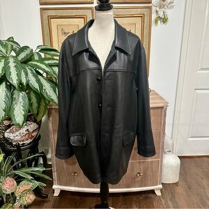 Roots Canada Leather Buttoned Jacket Men's Sz XL NHLA Streetwear Edgy